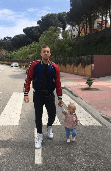 Walking On The Street With Daughter